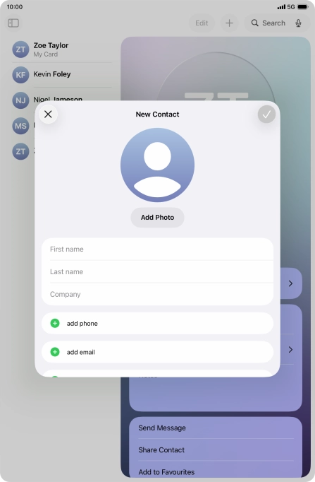 Press First name and key in the first name.