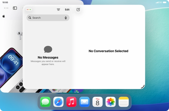 Press and hold the menu icon in the second application window.