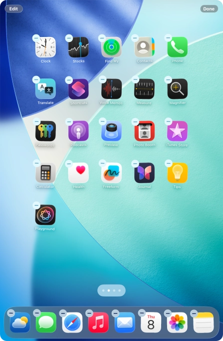 To remove an application from Dock, press and hold the required application and drag it upwards from Dock.