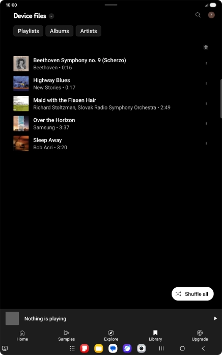 Press the required audio file.
