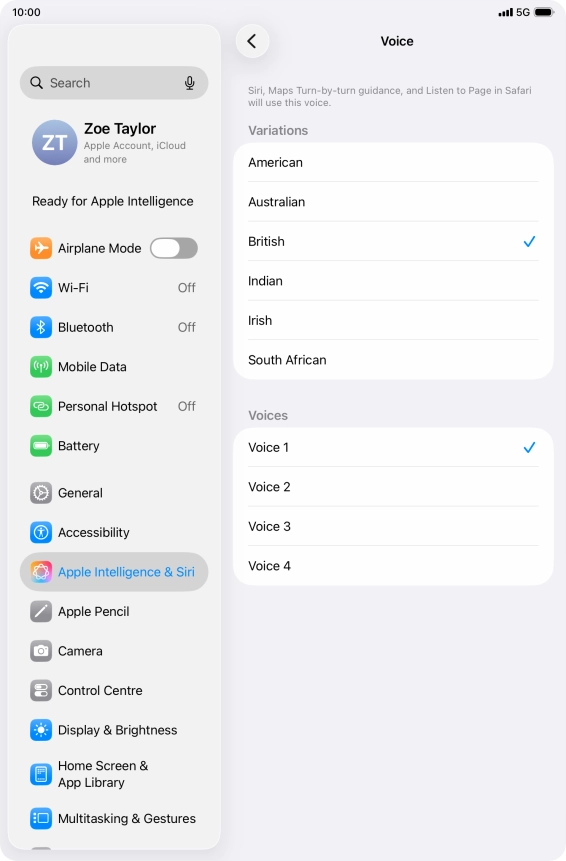 Press the required accent.