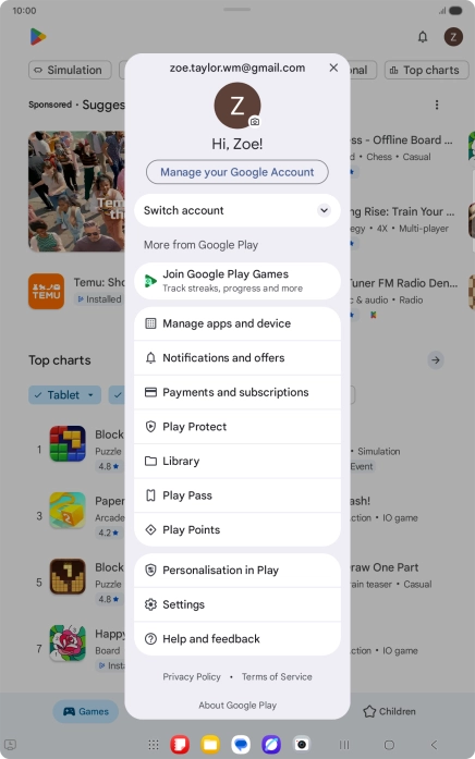 Press Manage apps and device.