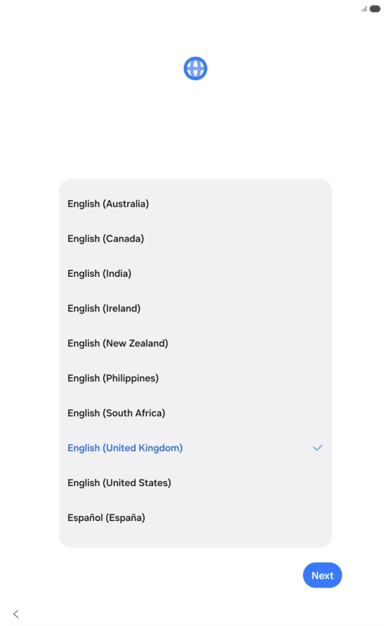 Press the required language.