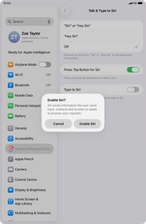 Press Enable Siri.