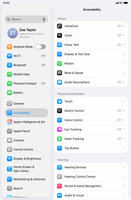 Press Display & Text Size.