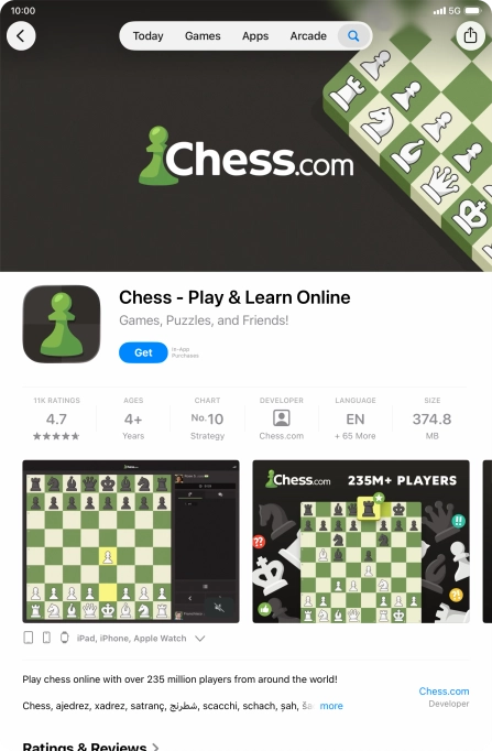 Press Get and follow the instructions on the screen to install the app.