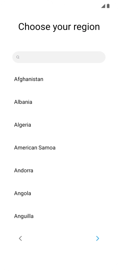 Press the required country or area.