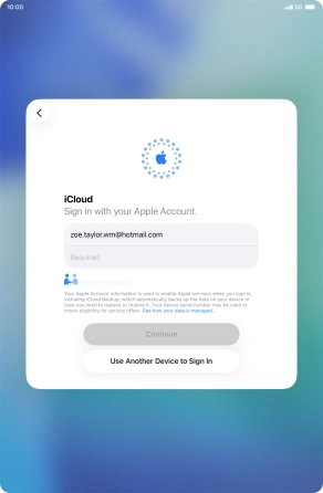 Press Required and key in the password for your Apple Account.