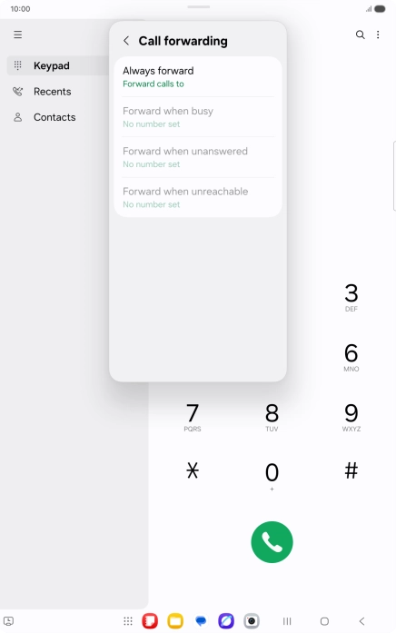 Press the required divert type.