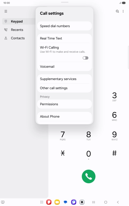 Press Supplementary services.