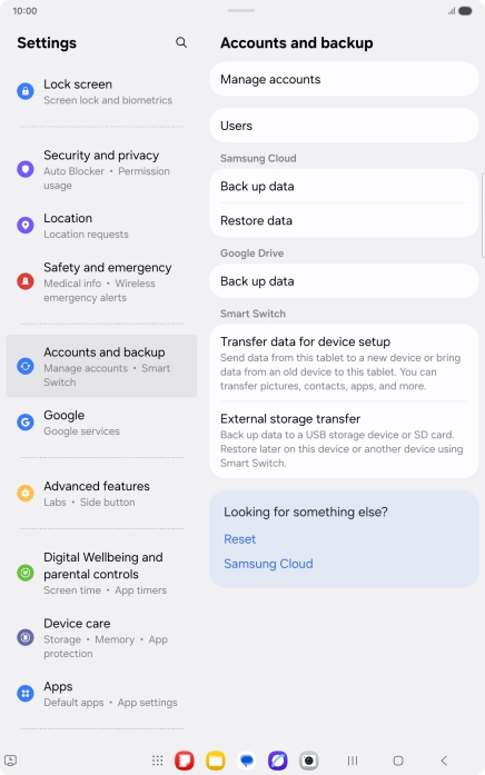 Press Manage accounts.