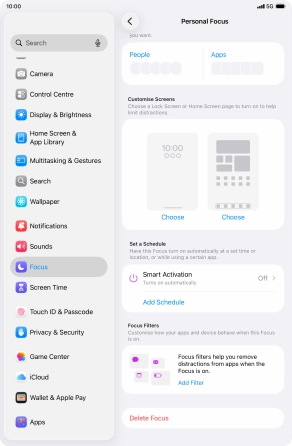 Press the required setting below 