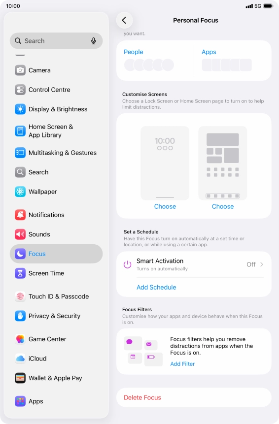Press the required setting below 