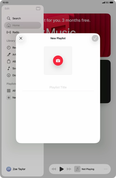 Press the text input field and key in a name for the playlist.