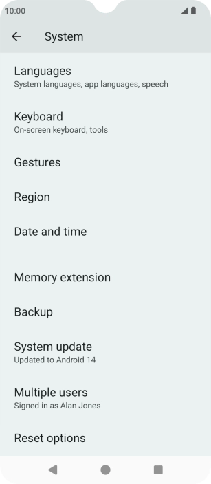 Press Reset options.