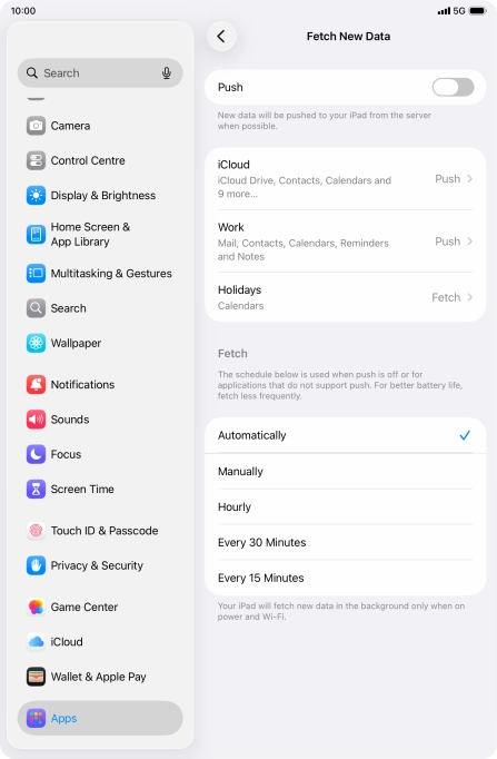 If you turn off the function, press the required setting.