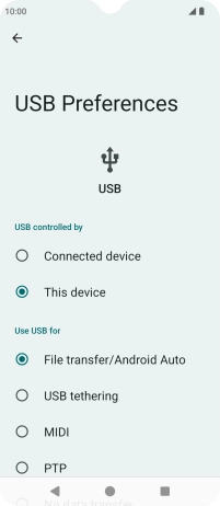 Press File transfer/Android Auto.