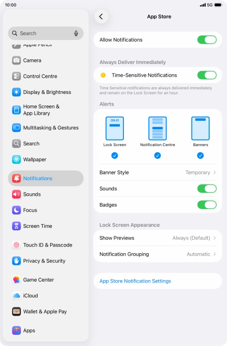 Press the indicator next to 