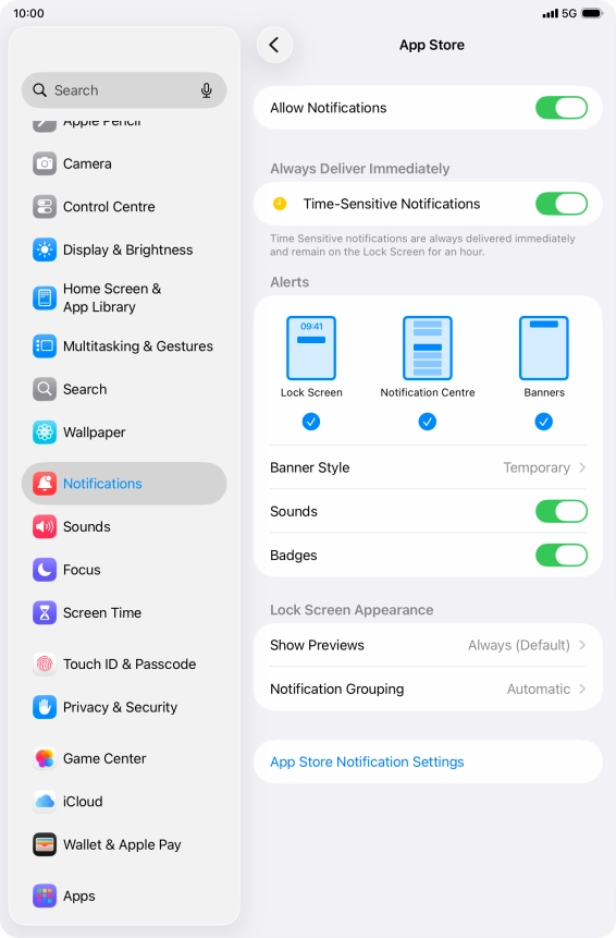 Press the indicator next to 