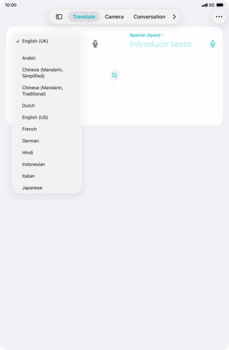 Press the required source language.