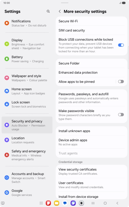 Press SIM card security.