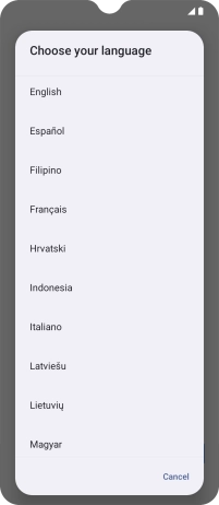Press the required language.