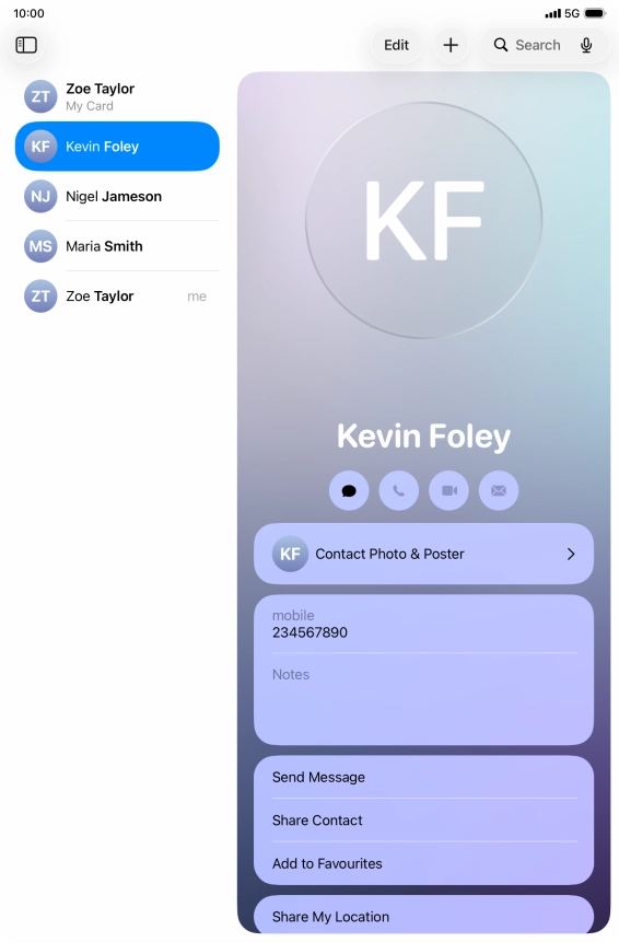 Press the new contact icon.