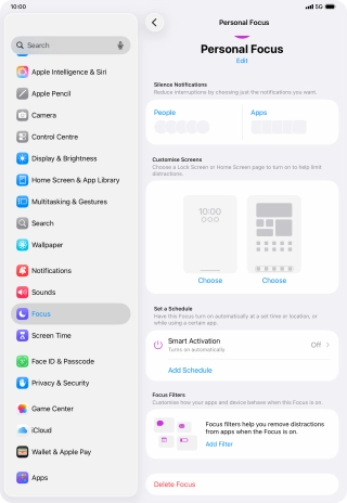 Press People and follow the instructions on the screen to select which contacts you would like to receive calls and notifications from when the selected focus mode is active.