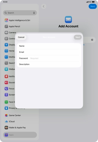 Press Password and key in the password for your email account.
