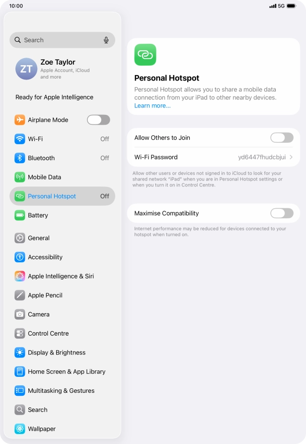 Press Wi-Fi Password and key in the required password.