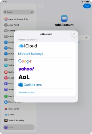 Press Add Other Account... and key in your email address.