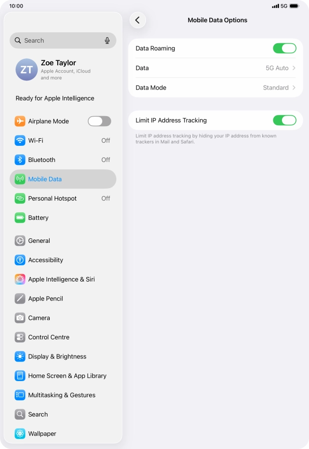 Press the indicator next to 
