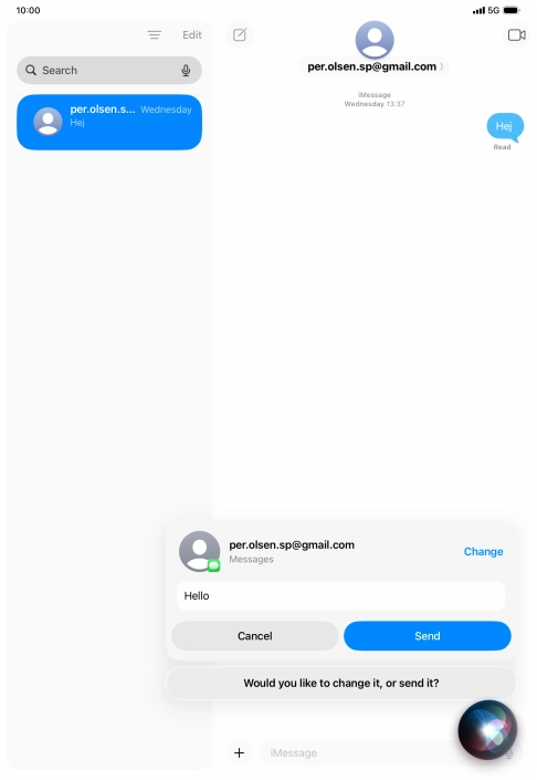 If an app is open on your tablet, such as Messages, you can also use the functions available here, e.g.: REPLY [text].