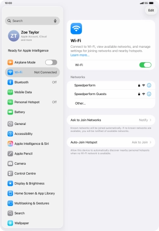 Press the required Wi-Fi network and key in the password for the Wi-Fi network.