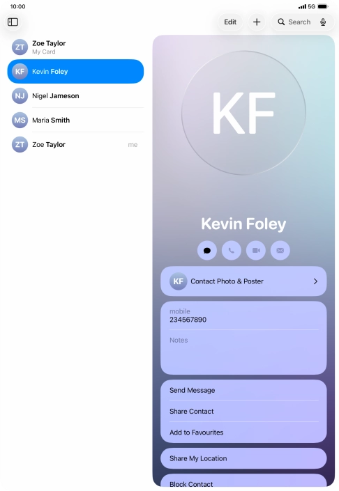 Press the new contact icon.
