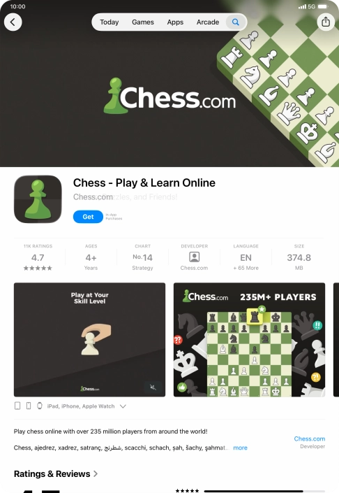 Press Get and follow the instructions on the screen to install the app.