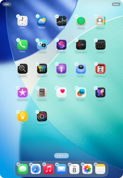 Press the home screen icon.