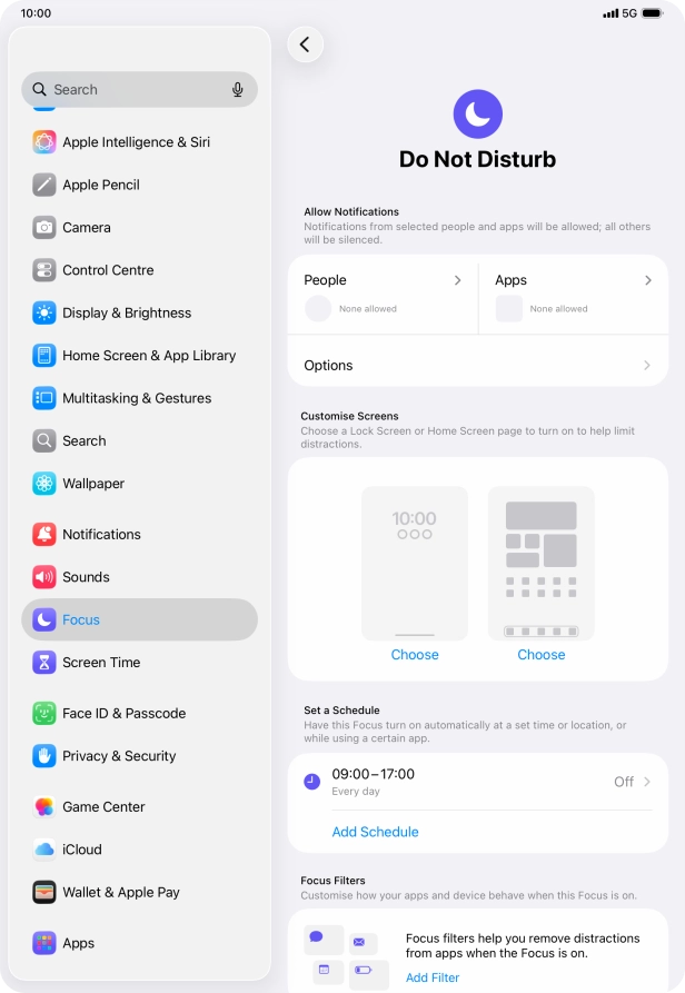 Press People and follow the instructions on the screen to select which contacts you would like to receive calls and notifications from when Do Not Disturb is turned on.