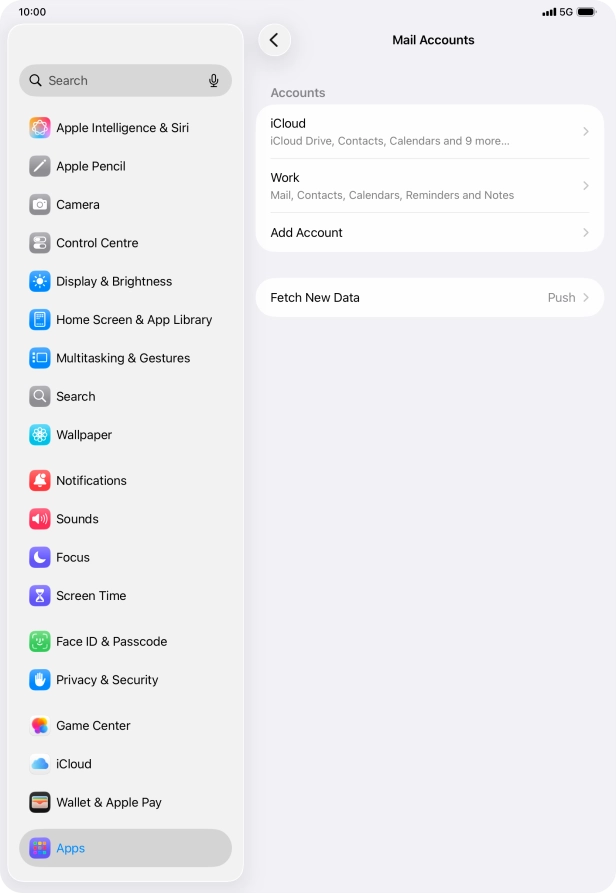 Press the required email account.