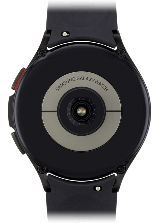 Place the back of your smartwatch on the magnetic charger allowing it to click into place.