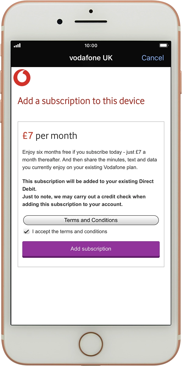 On your phone: Press Add subscription and wait a moment until your order is confirmed.