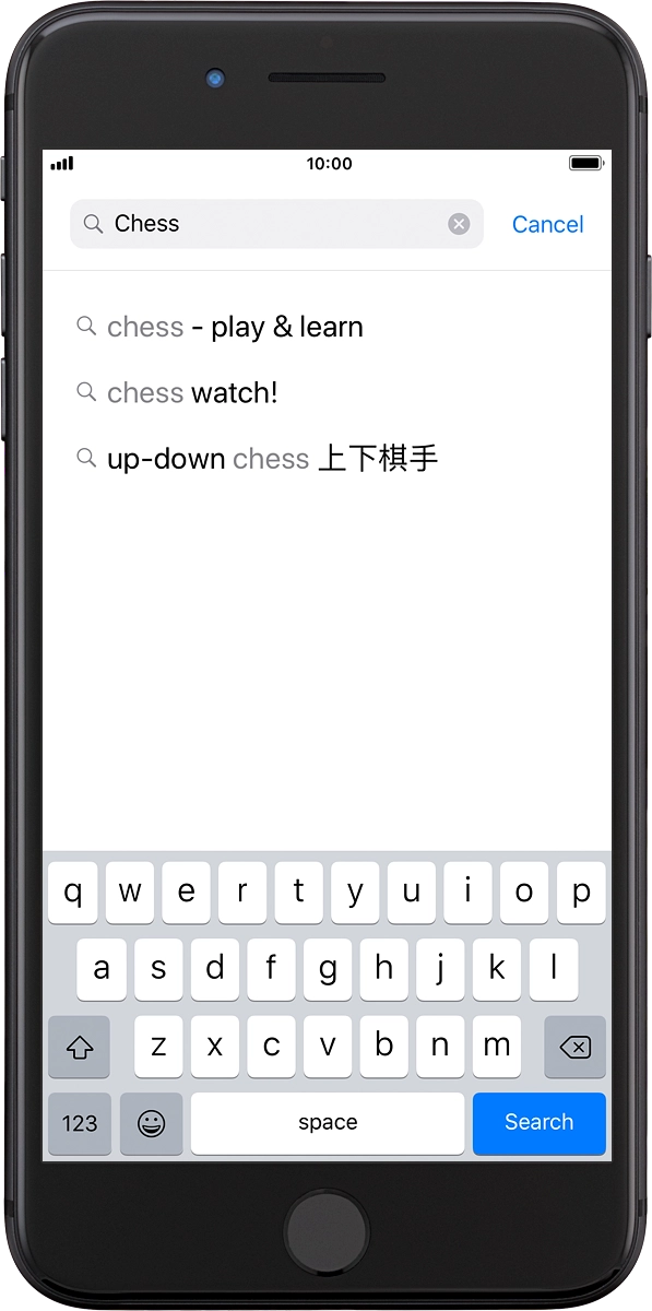 On your phone: Key in the name or subject of the required app and press Search.