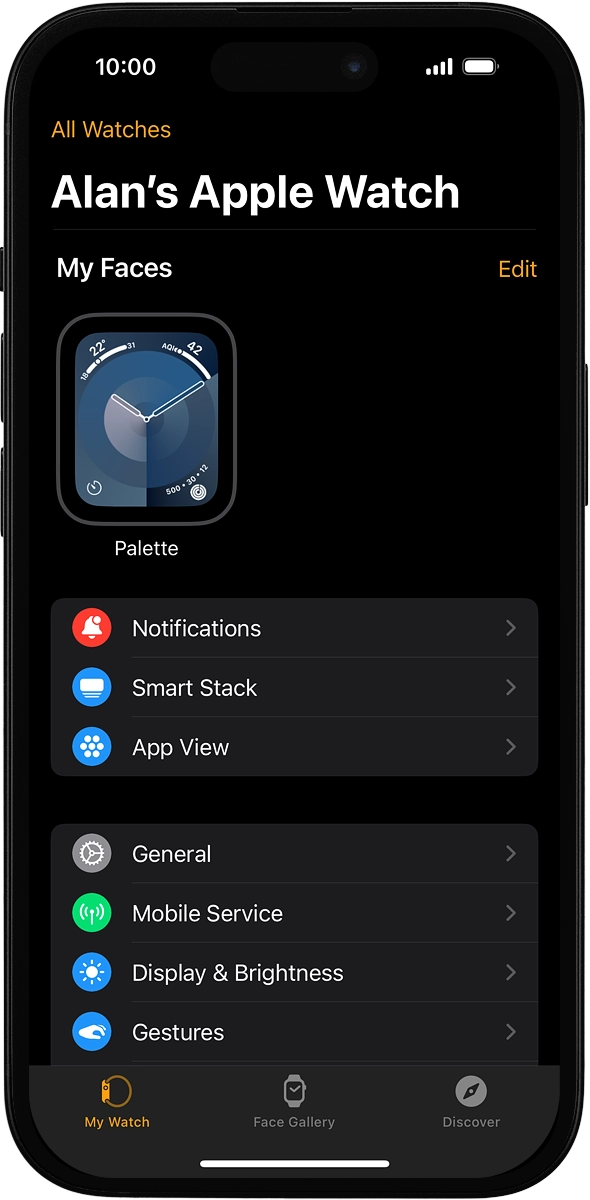 On your phone: Press My Watch.