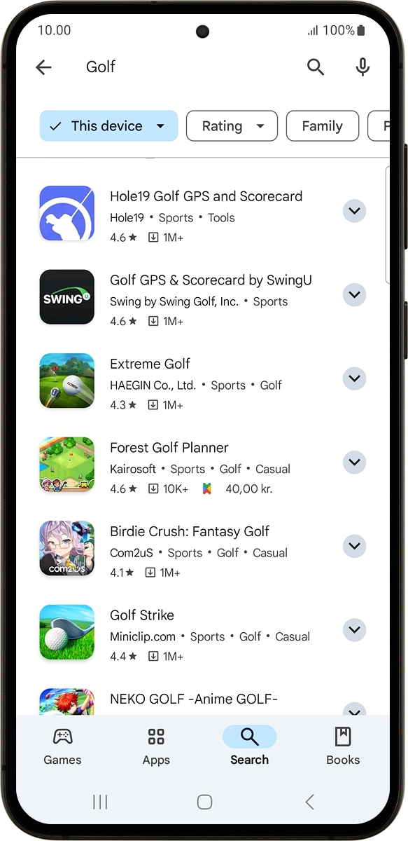 On your phone: Press the device selection drop down list.