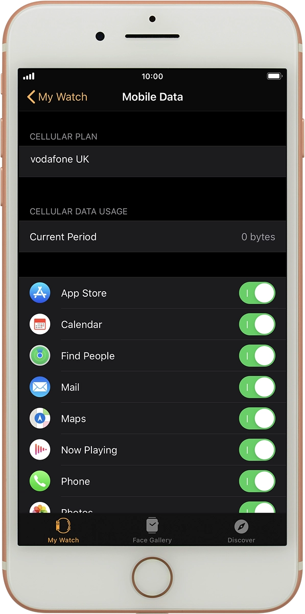 On your phone: When this screen is displayed, mobile data has been set up on your Apple Watch.