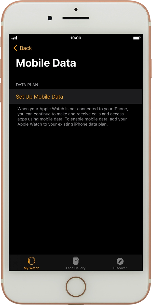 On your phone: Press Set Up Mobile Data.