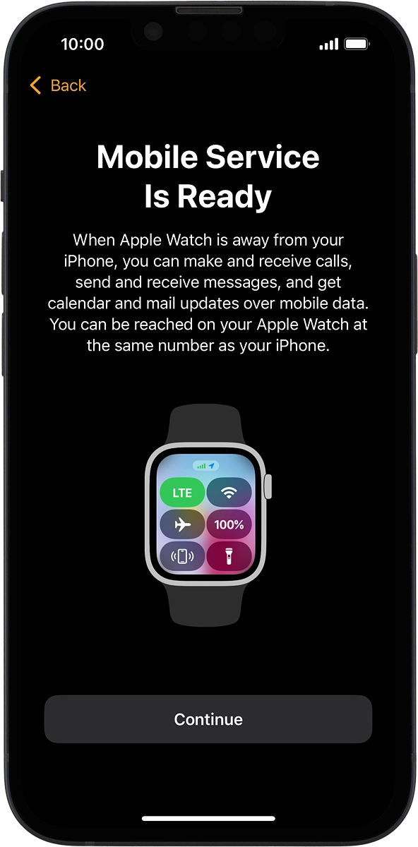 On your phone: If you've bought your Apple Watch from Vodafone, you already have a OneNumber Connectivity price plan and this screen should be displayed.