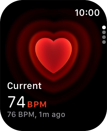 Your current heart rate is displayed below Current.