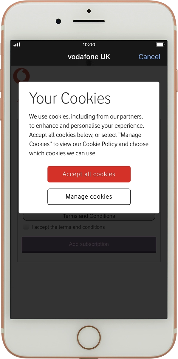On your phone: Press Accept all cookies.
