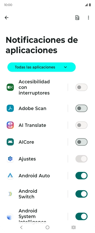 Pulsa el indicador junto a las apps deseadas para activar o desactivar la función.
